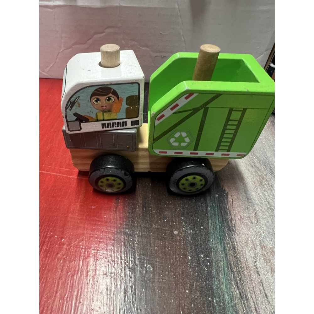 J'adore Stack Up Wooden Recycling Truck Toy‎ Eco Safe Wood Vehicle Truck NEW